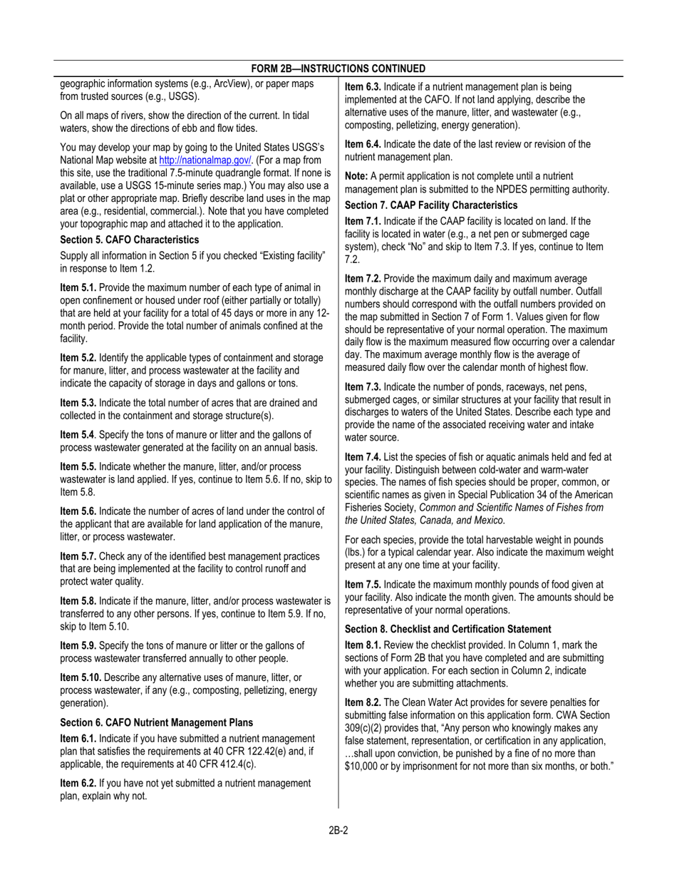 NPDES Form 2B (EPA Form 3510-2B) Application for Npdes Permit to Discharge Wastewater Concentrated Animal Feeding Operations and Concentrated Aquatic Animal Production Facilities, Page 4
