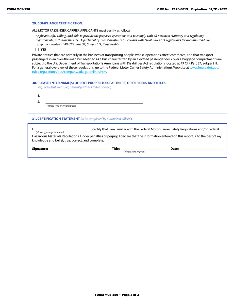 Form MCS-150 Motor Carrier Identification Report, Page 11