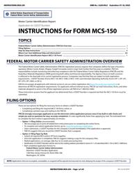 Form MCS-150 Motor Carrier Identification Report