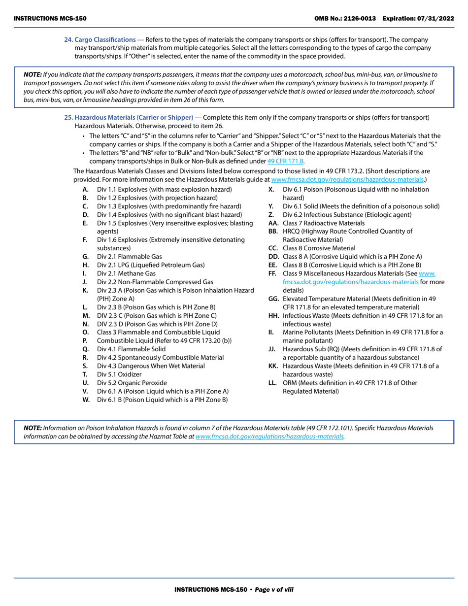 Form MCS-150 Motor Carrier Identification Report, Page 5