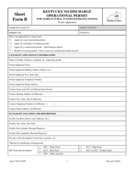 Short Form B (7033-B-ND) Kentucky No Discharge Operational Permit for Agricultural Wastes Handling System Permit Application - Kentucky