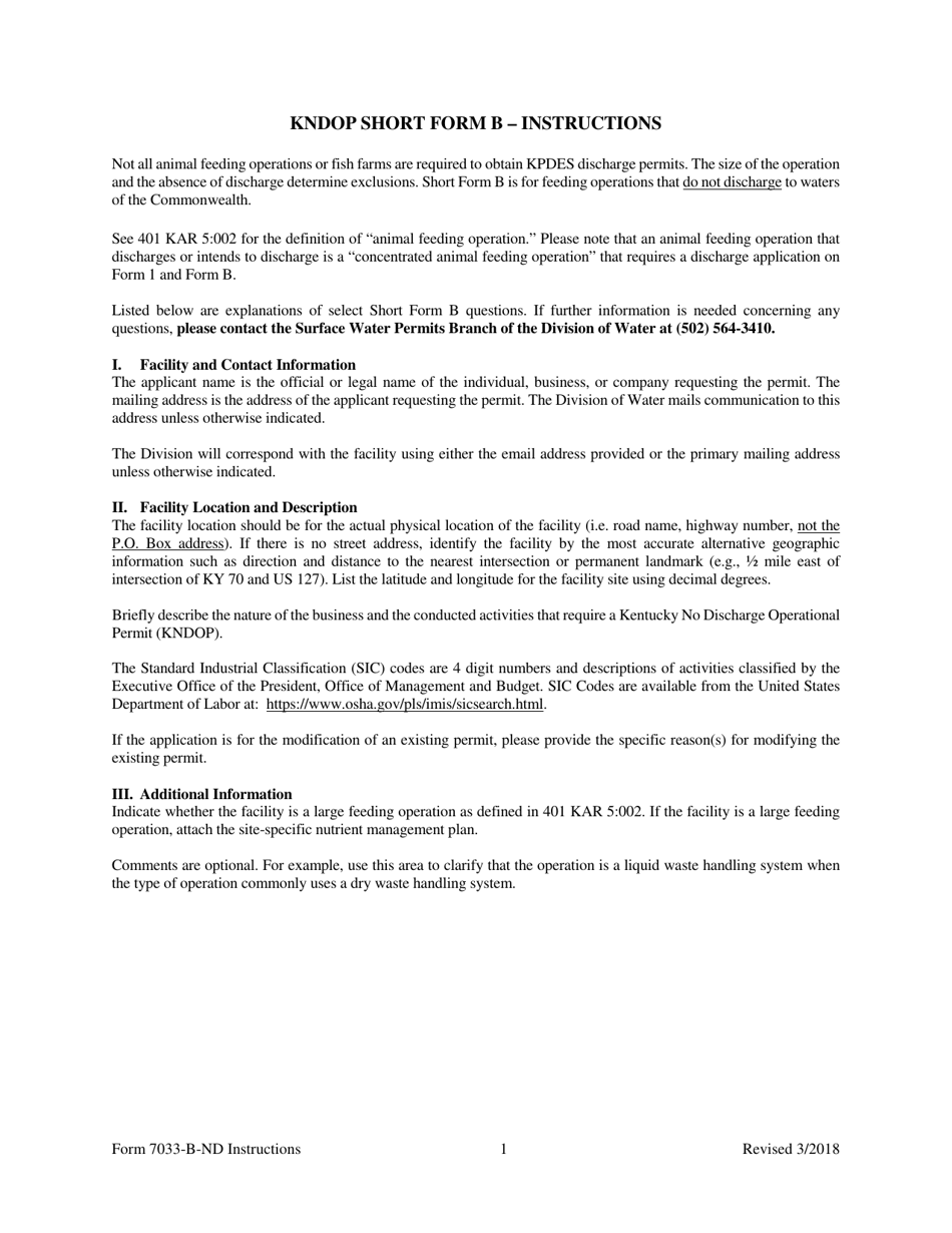 Short Form B (7033-B-ND) Kentucky No Discharge Operational Permit for Agricultural Wastes Handling System Permit Application - Kentucky, Page 4