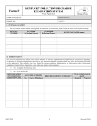 Form F (DEP7032F) &quot;Kentucky Pollution Discharge Elimination System Permit Application&quot; - Kentucky