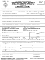 Form 110 Employee&#039;s Claim - Massachusetts