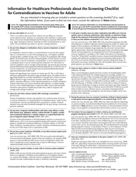 Screening Checklist for Contraindications to Vaccines for Adults - Minnesota, Page 2