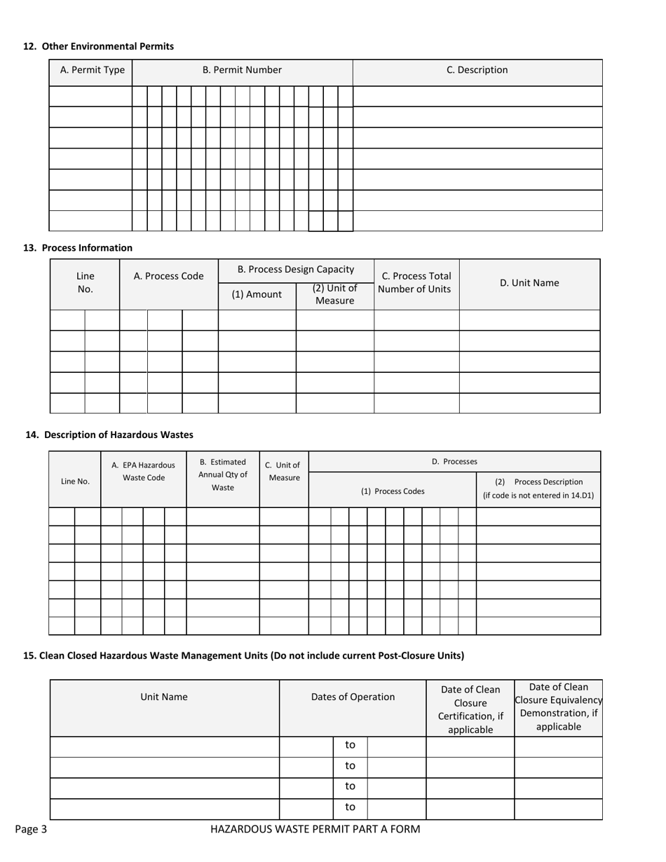 Part A Hazardous Waste Permit Form - Georgia (United States), Page 6