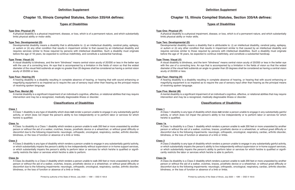 Form DSD X164 Application for an Illinois Person With a Disability Identification Card - Illinois, Page 2