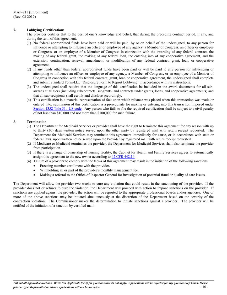 Form MAP-811 Enrollment - Kentucky, Page 13