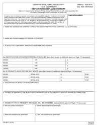 Form CG-4917 Defect/Non-compliance Report