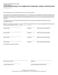 Form K-ISH517 Astm International F24 Committee Standards - Model Certification - Kansas