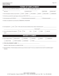 Form K-ESLR105 Claim for Wages - Kansas, Page 3