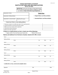 Document preview: Form BI-75 Raffle Return and Reconciliation - Kansas