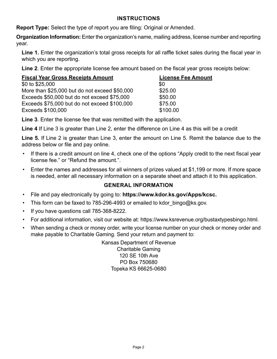Form BI-75 Raffle Return and Reconciliation - Kansas, Page 2