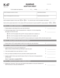 Document preview: Schedule K-47 Kansas Adoption Credit - Kansas