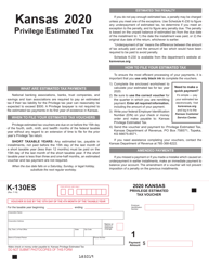 Document preview: Form K-130ES Privilege Estimated Tax Voucher - Kansas