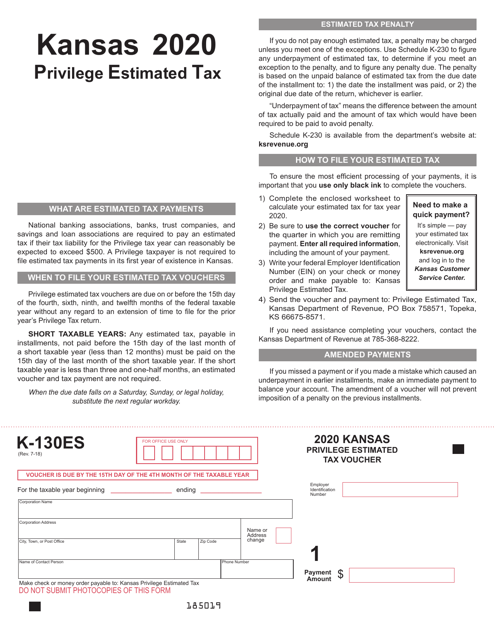 Form K-130ES 2020 Printable Pdf