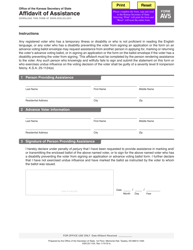 Form AV5 &quot;Affidavit of Assistance&quot; - Kansas
