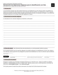 Document preview: Formulario DRO Declaracion De Objeciones Religiosas Para La Identificacion Con Foto - Kansas (Spanish)