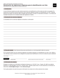 Formulario DRO Declaracion De Objeciones Religiosas Para La Identificacion Con Foto - Kansas (Spanish)