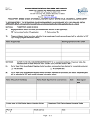 Form FCL411 Fingerprint-Based Check of Criminal History/Out of State Child Abuse/Neglect Registry - Kansas