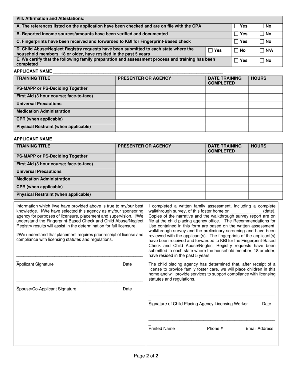 Form FCL653 Recommendation for Use by CPA  Intent to Place - Kansas, Page 2