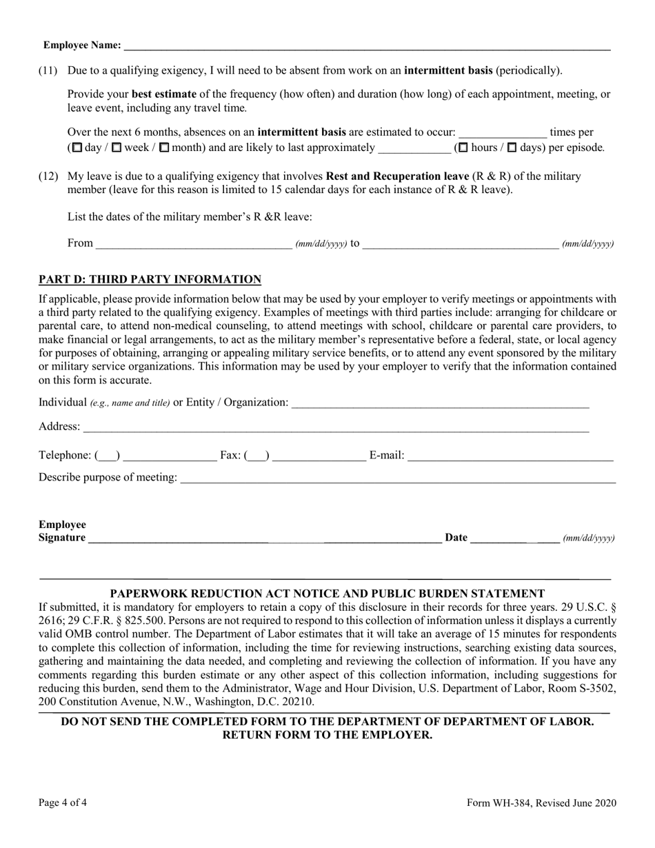 Form WH-384 Download Fillable PDF or Fill Online Certification for ...