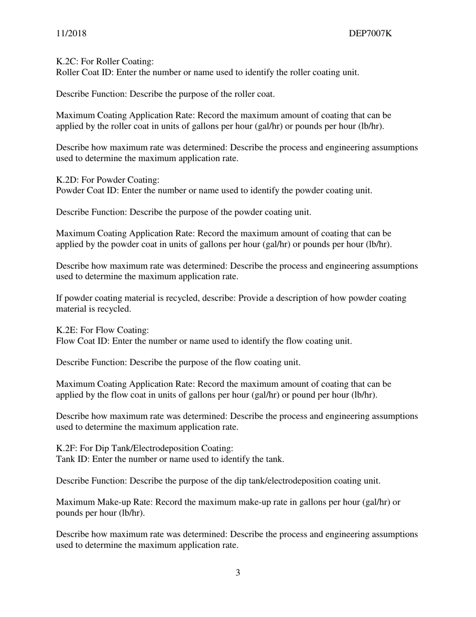 Instructions for Form DEP7007K Surface Coating or Printing Operations - Kentucky, Page 3
