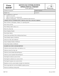 Form KISOP (DEP7103) Kentucky Inter-System Operational Permit - Kentucky
