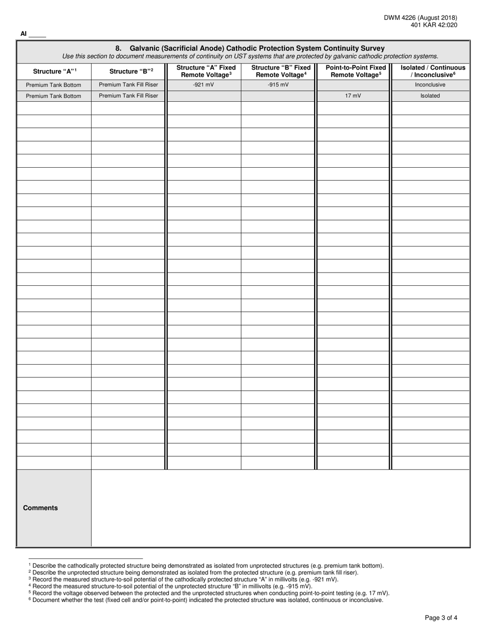 Form DWM4226 Ust Galvanic Cathodic Protection Evaluation - Kentucky, Page 3