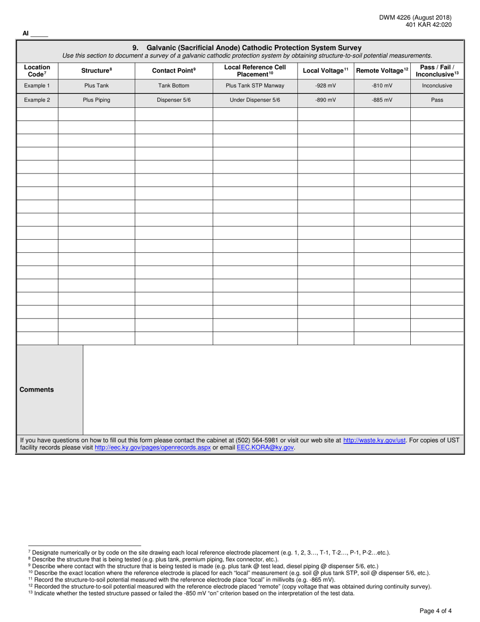 Form DWM4226 Ust Galvanic Cathodic Protection Evaluation - Kentucky, Page 4