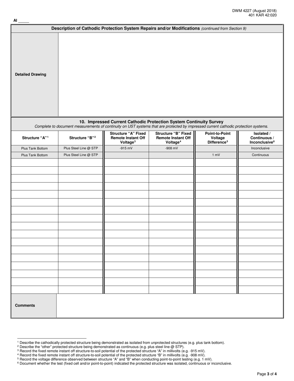 Form DWM4227 Ust Impressed Current Cathodic Protection Evaluation - Kentucky, Page 3