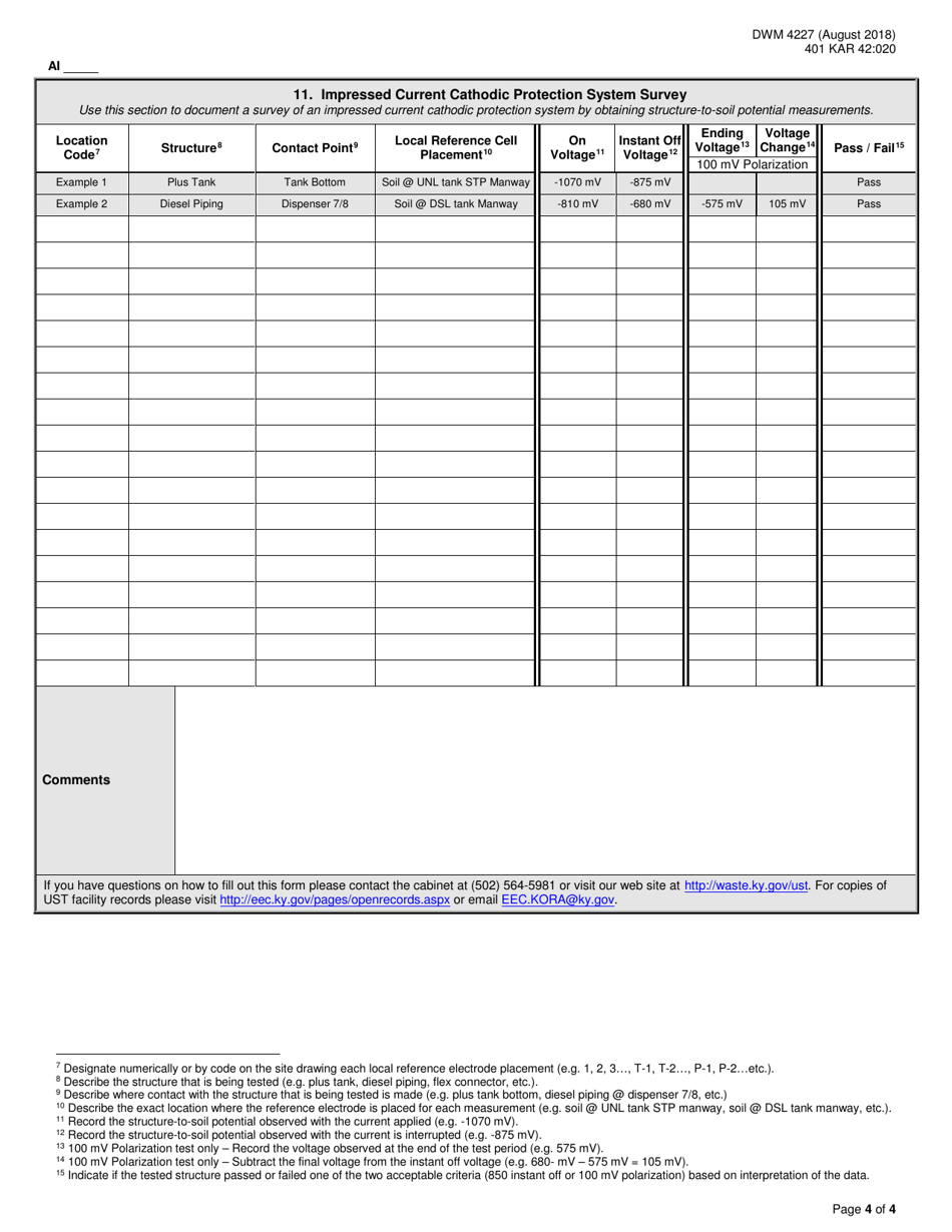 Form DWM4227 Ust Impressed Current Cathodic Protection Evaluation - Kentucky, Page 4