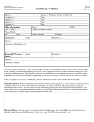 Form PPS3114 Social History for Children - Kansas