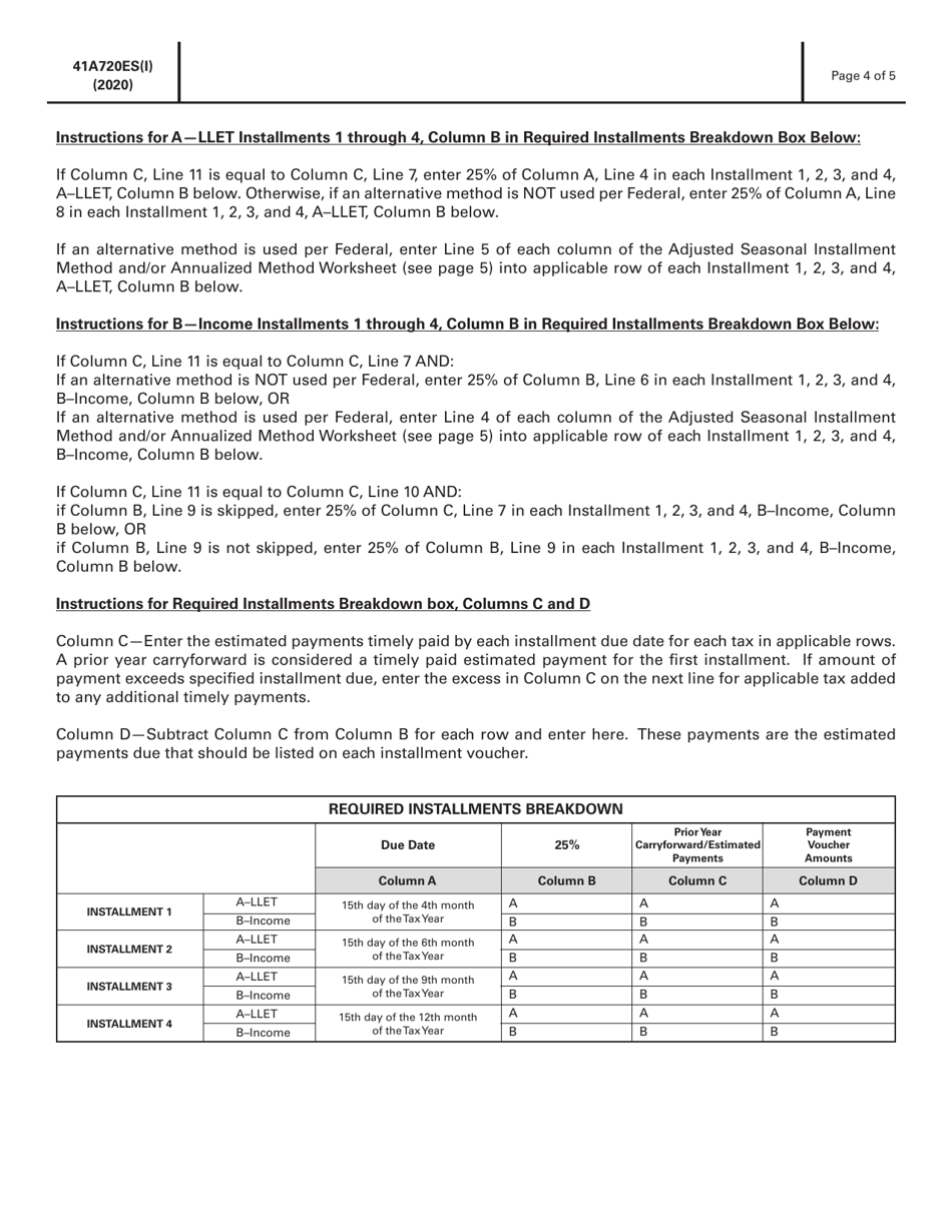 Instructions for Form 720ES, 41A720ES Corporation Income / Limited Liability Entity Tax Estimated Tax Voucher - Kentucky, Page 4