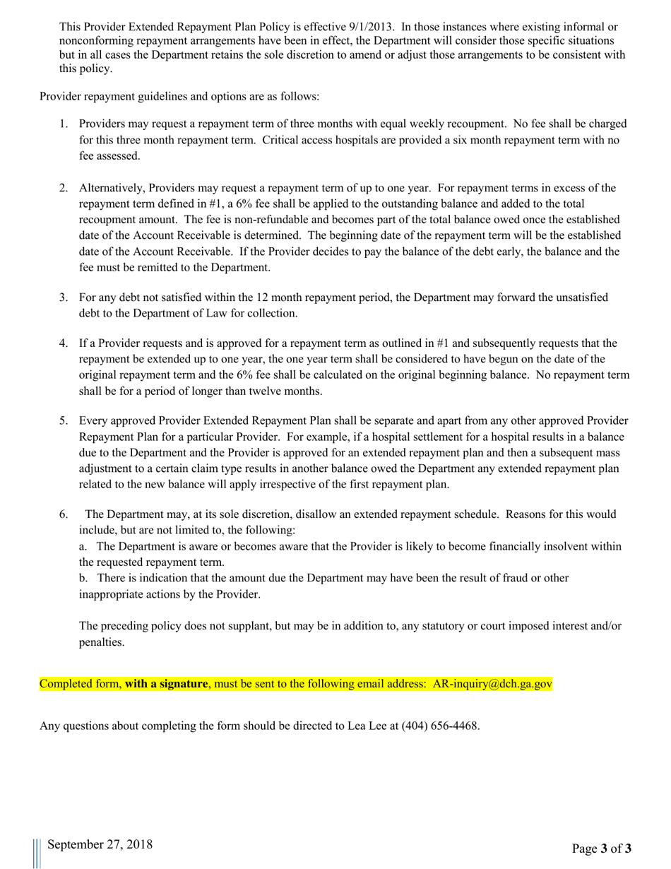 Provider Request for Extended Repayment Schedule - Georgia (United States), Page 3
