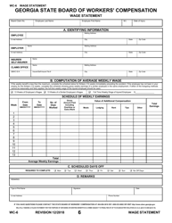 Form WC-6 &quot;Wage Statement&quot; - Georgia (United States)
