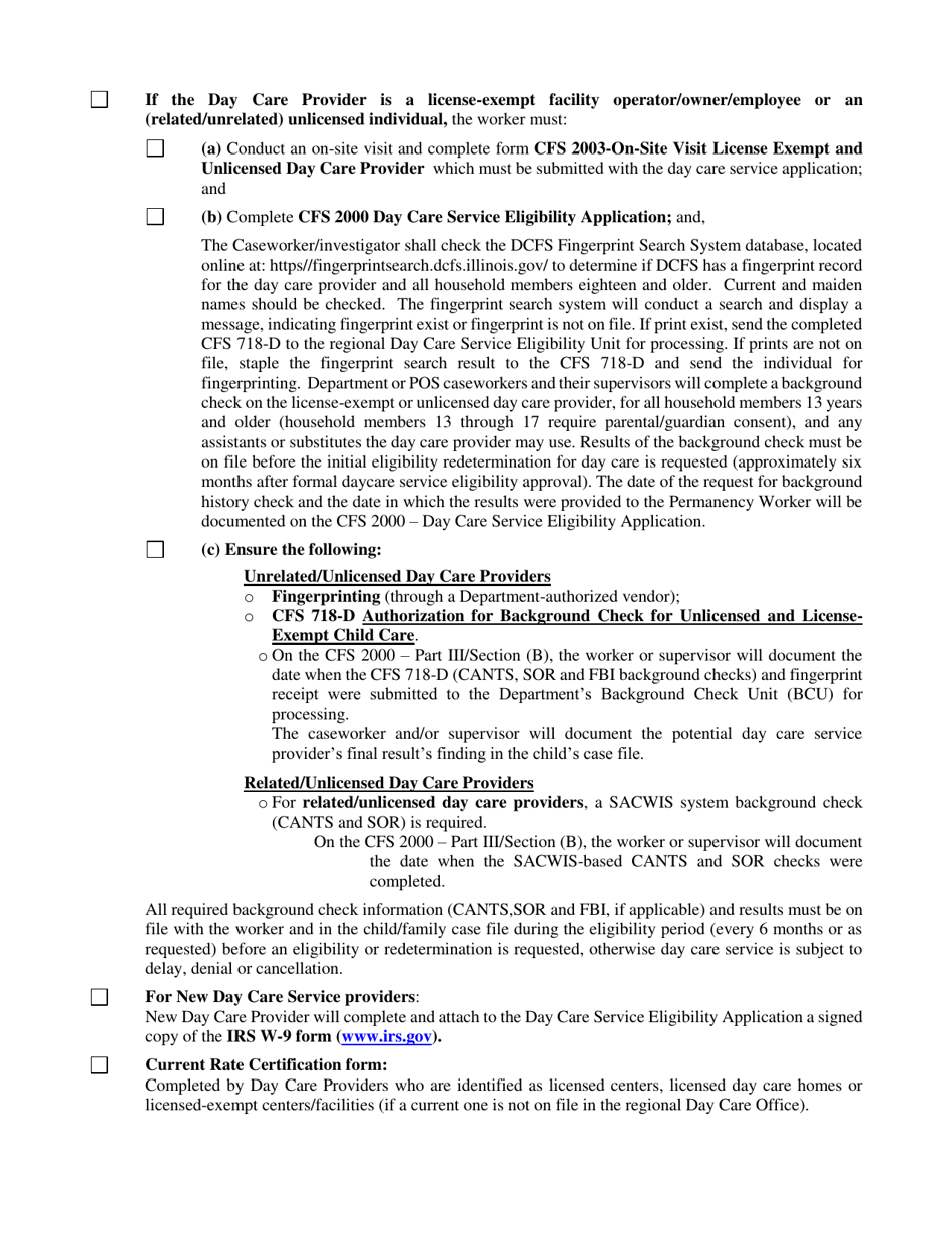 Instructions for Form CFS2000 Day Care Service Eligibility Application - Illinois, Page 2