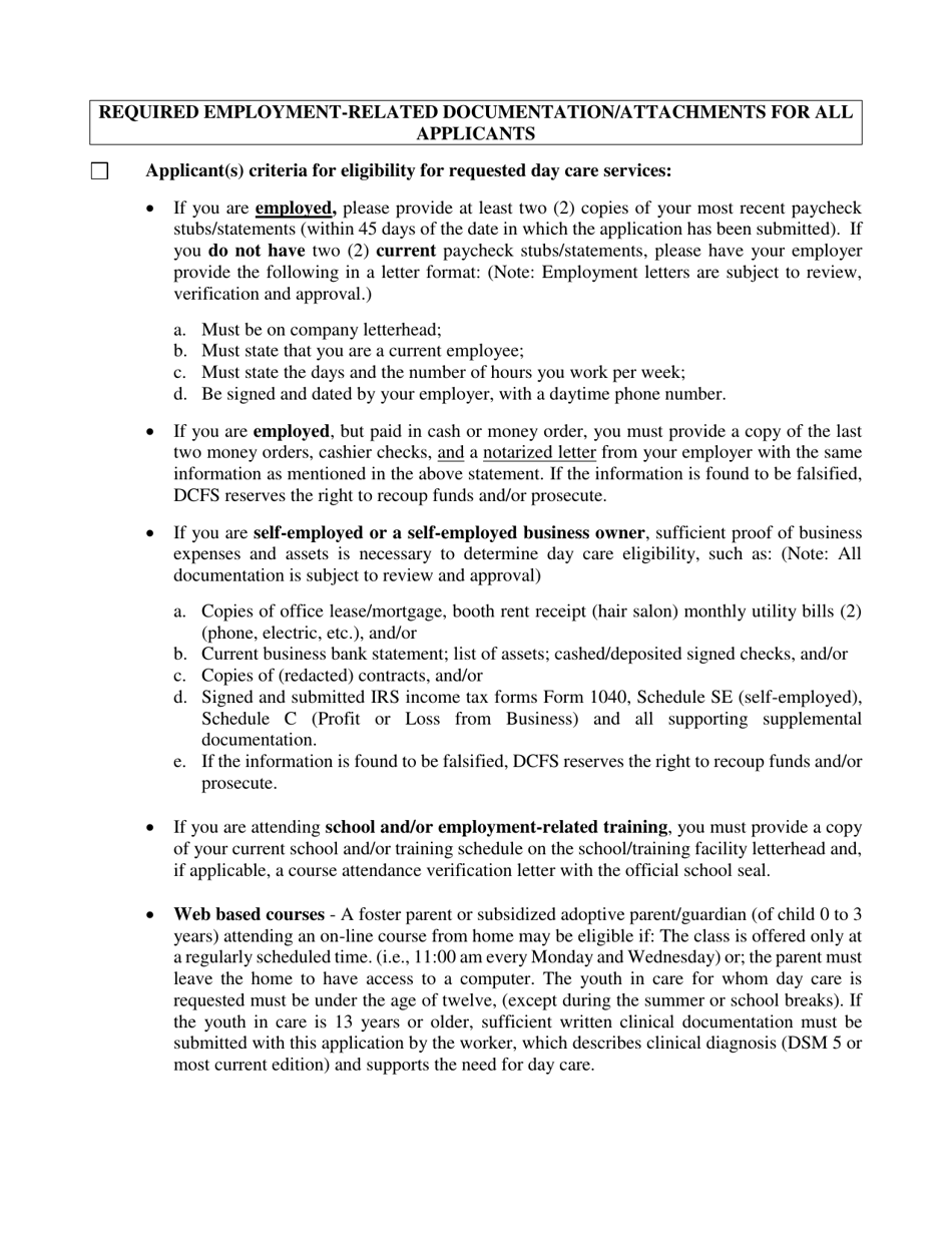 Instructions for Form CFS2000 Day Care Service Eligibility Application - Illinois, Page 3