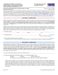 Form WH-380-F &quot;Certification of Health Care Provider for Family Member's Serious Health Condition Under the Family and Medical Leave Act&quot;