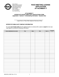 Form MGCB-RAL-4059F Attachment F Race Meeting License Application - Michigan