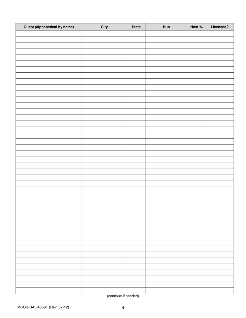 Form MGCB-RAL-4059F Attachment F Race Meeting License Application - Michigan, Page 4