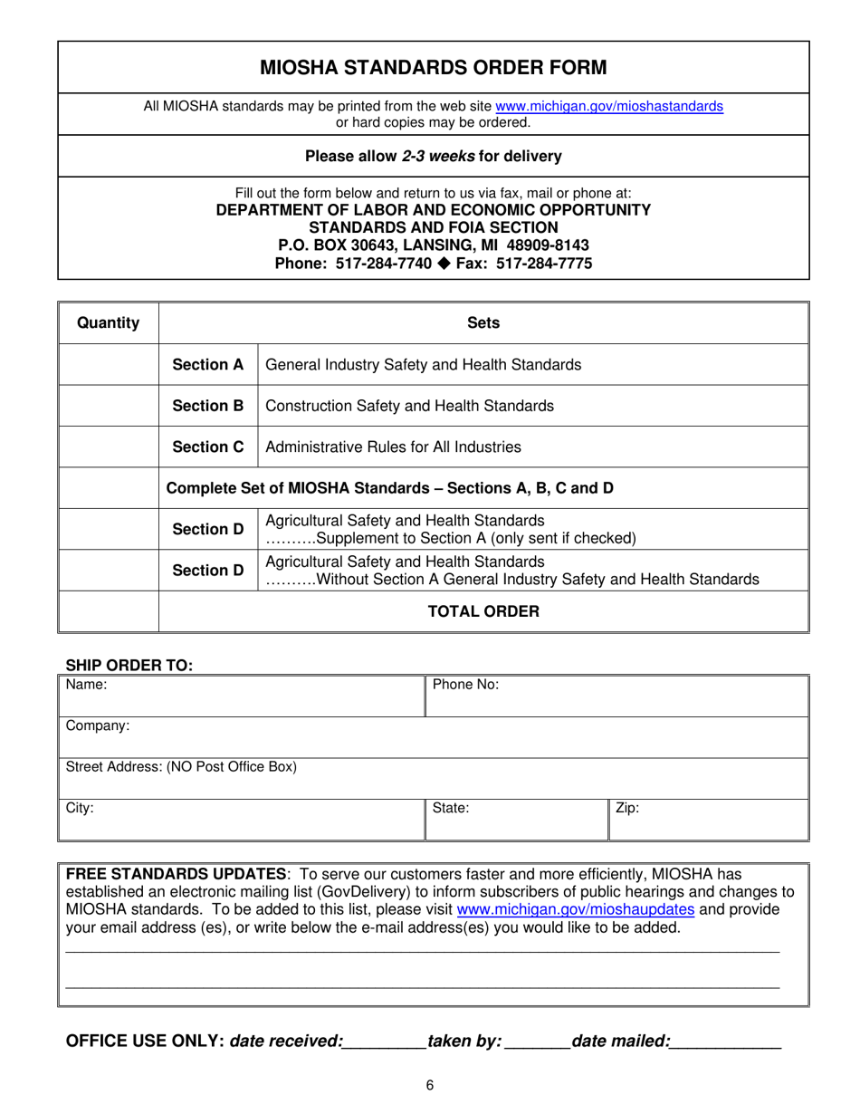 Form MIOSHA-STD-1000 - Fill Out, Sign Online and Download Printable PDF ...