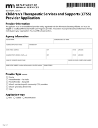 Form DHS-3610-ENG &quot;Children's Therapeutic Services and Supports (Ctss) Provider Application&quot; - Minnesota