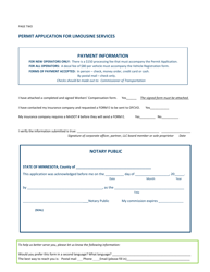 Permit Application for Limousine Services - Minnesota, Page 2