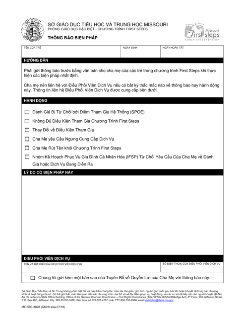 Form MO500-3028 Notice of Action - Missouri (Vietnamese)