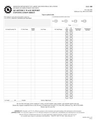 Document preview: Form MODES-10B Quarterly Wage Report Continuation Sheet - Missouri