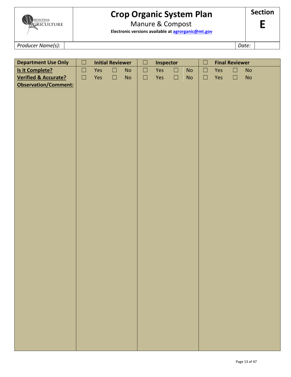 Crop Organic System Plan - Montana, Page 13