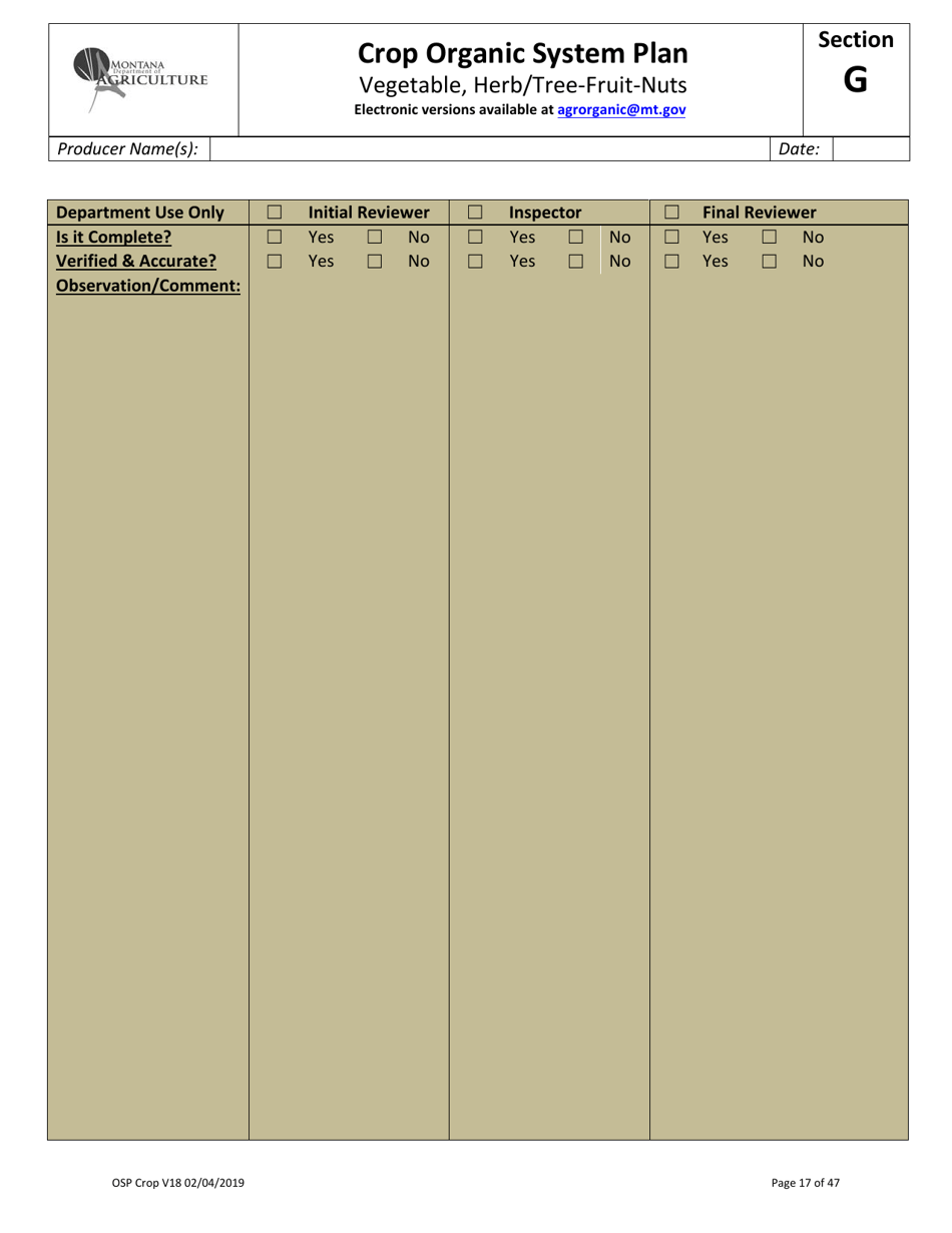 Crop Organic System Plan - Montana, Page 17
