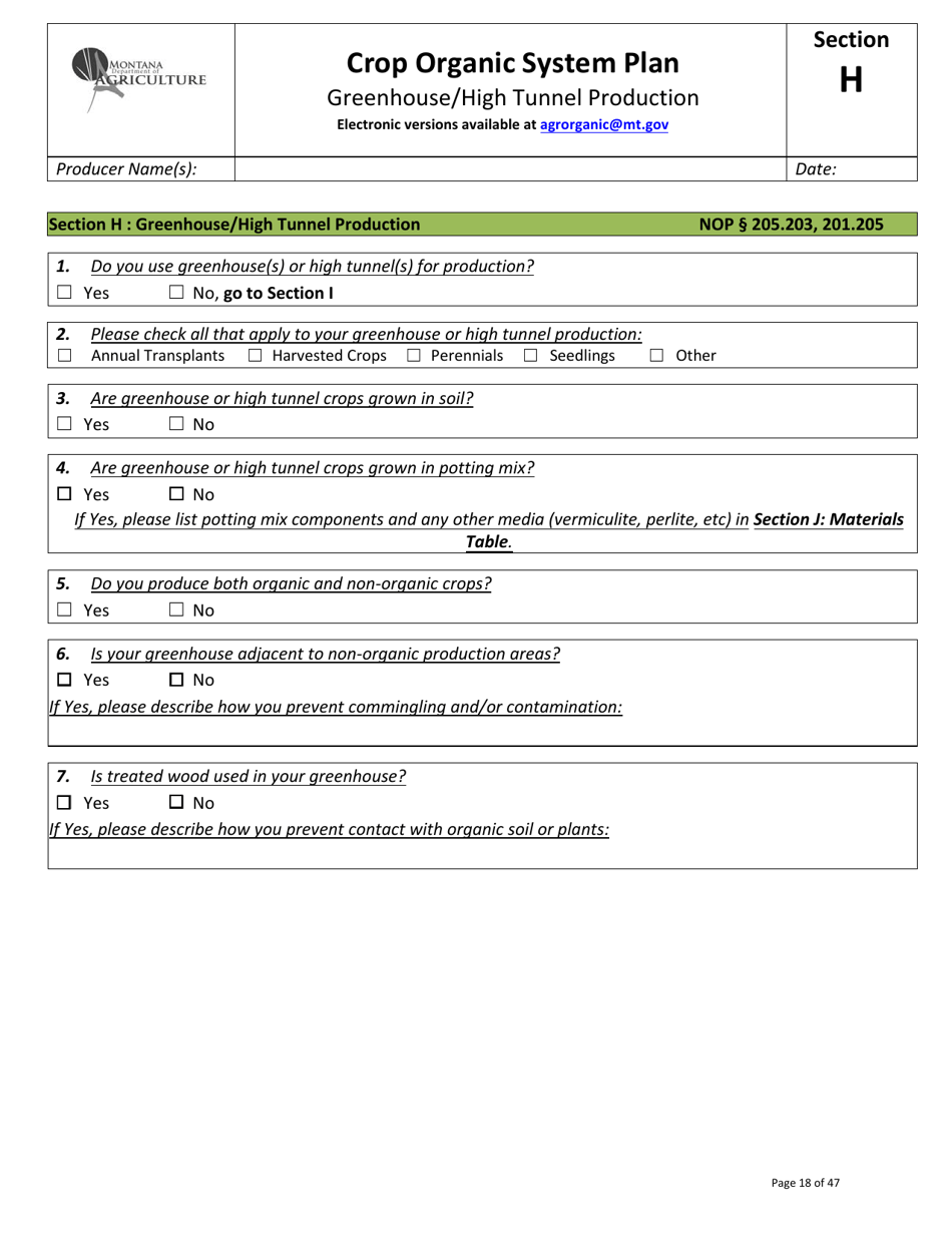 Crop Organic System Plan - Montana, Page 18
