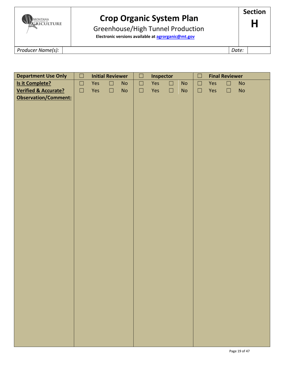 Crop Organic System Plan - Montana, Page 19